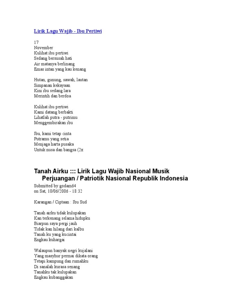 Lirik Lagu Wajib | PDF