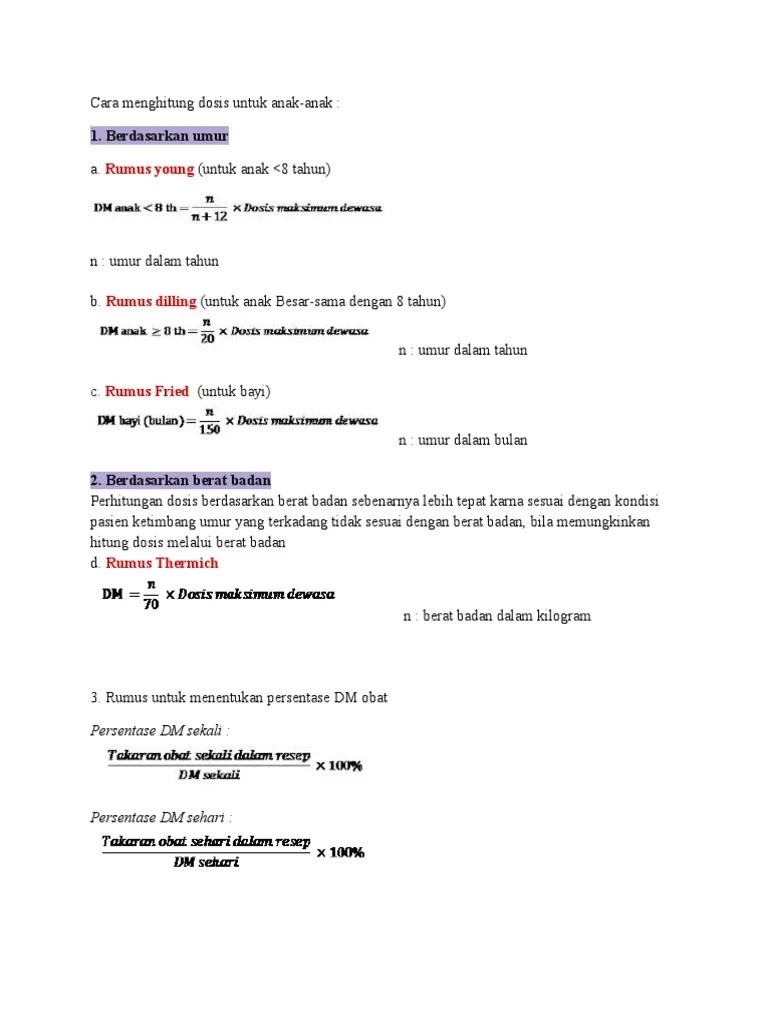 Cara Menghitung Dosis Untuk Anak | PDF