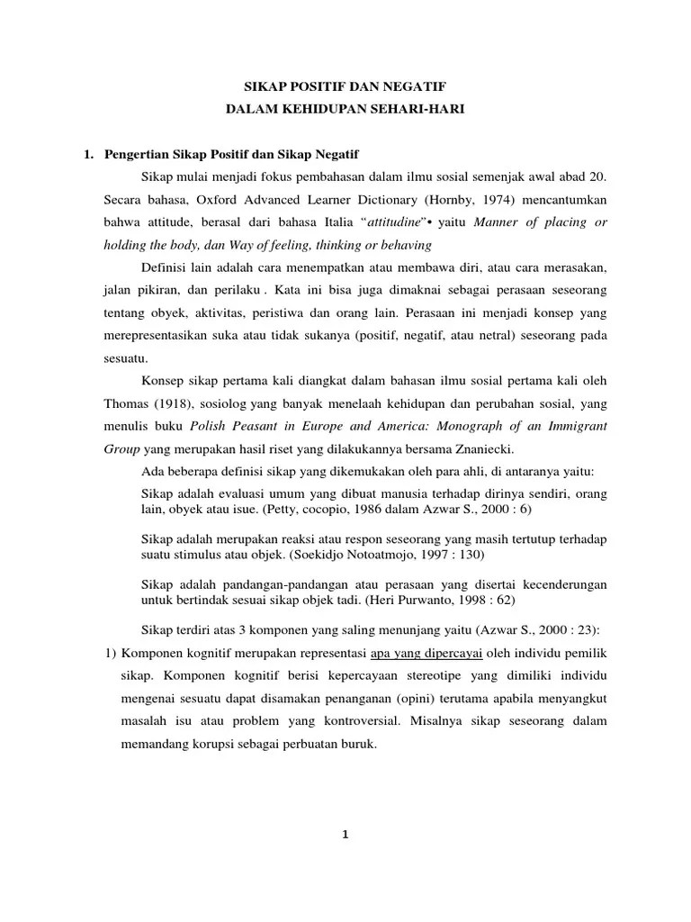 Sikap Positif Dan Negatif Dalam Kehidupan Sehari Hari | PDF