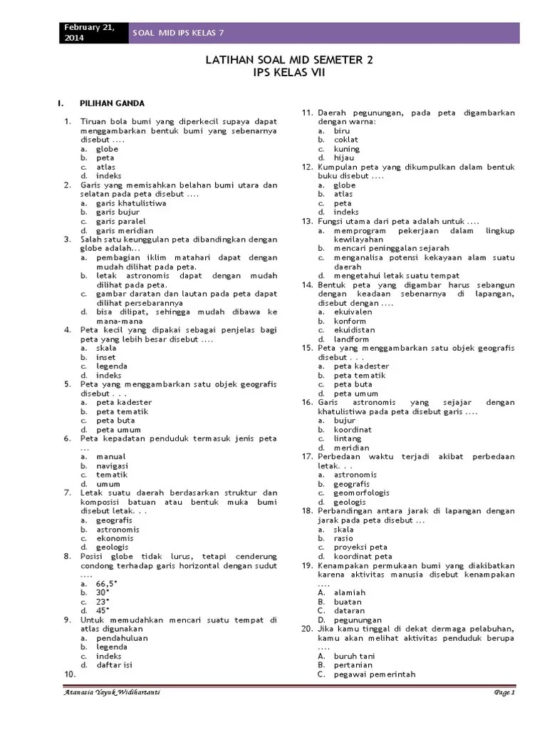 Soal Essay Uts Ips Kelas 7 Semester 2