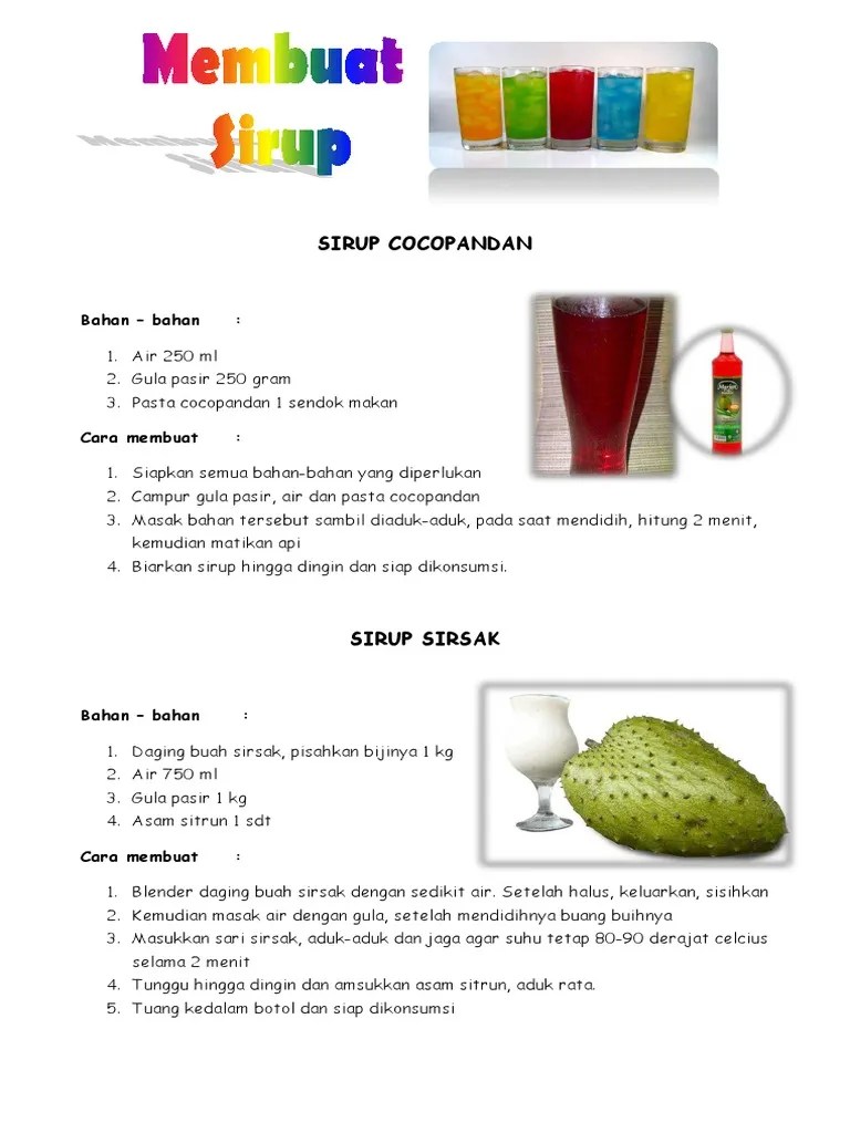 10 Cara Pembuatan Sirup Disertai Gambar | PDF