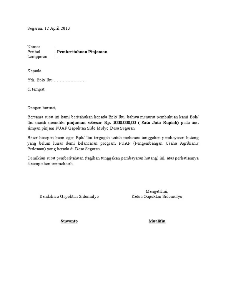 Surat Tagihan Pinjaman Puap | PDF