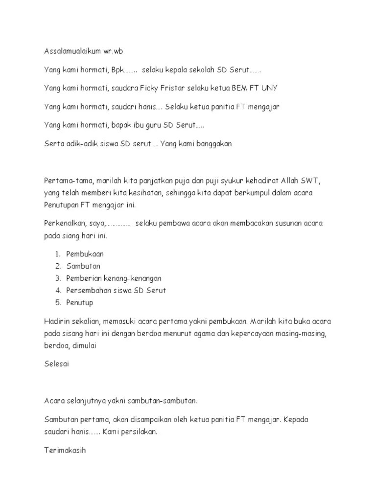 Teks Pembawa Acara Formal Singkat – Belajar