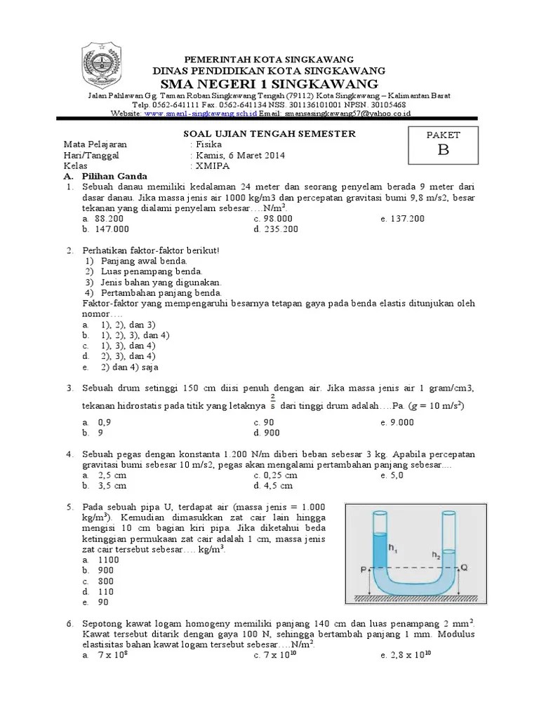 Soal Elastisitas Dan Fluida Statis | PDF