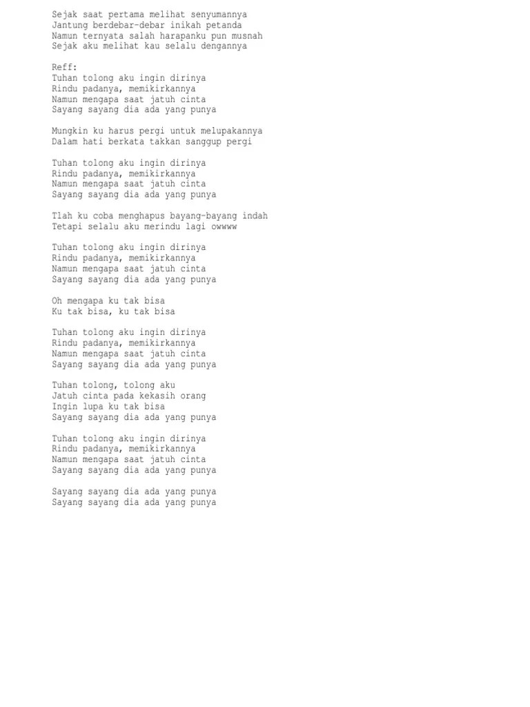 Lirik Lagu Merindu Lagi - Yovie N Nuno | PDF