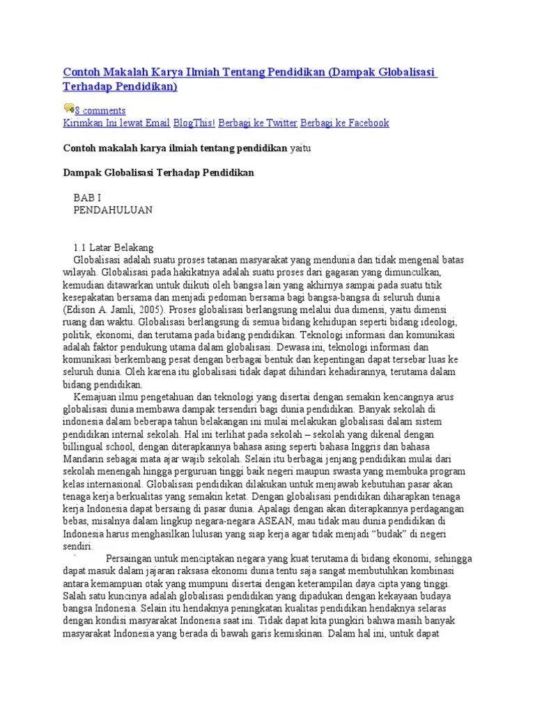 Contoh Karya Tulis Ilmiah Tentang Pendidikan Lengkap