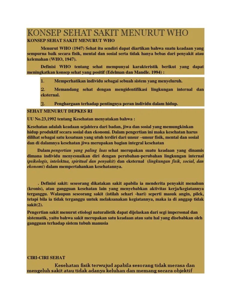 Konsep Sehat Sakit Menurut Who | PDF