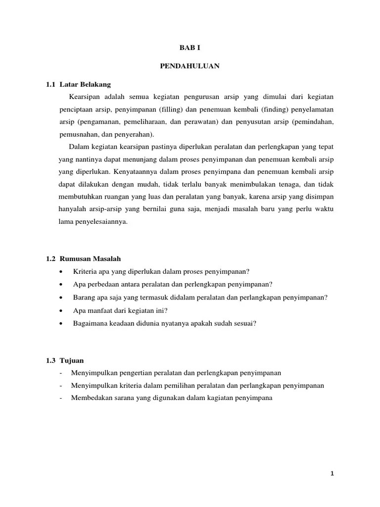 Makalah Peralatan Dan Perlengkapan Arsip | PDF