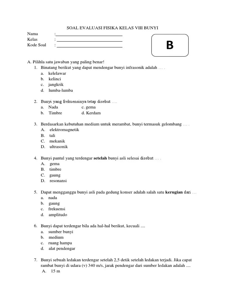 Bunyi Evaluasi B | PDF