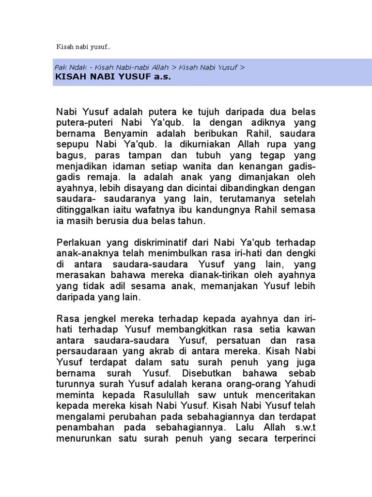 Kisah Nabi Yaqub Singkat Brainly
