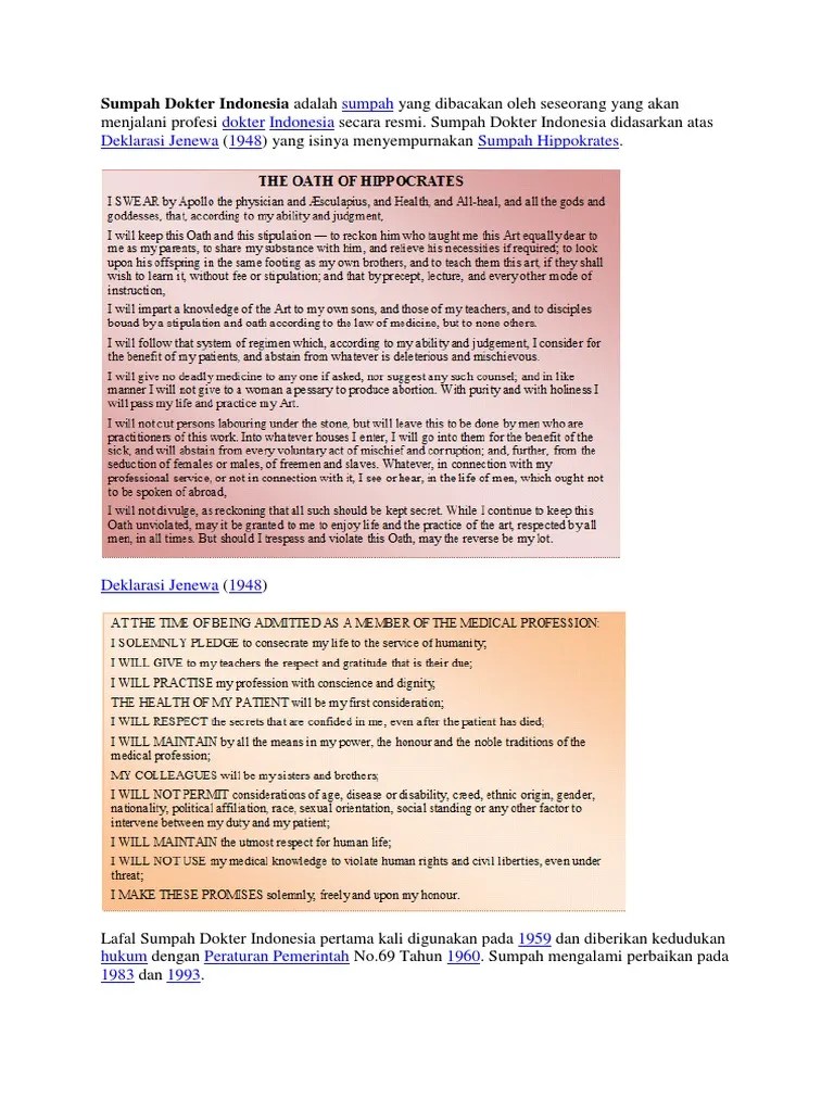 Lafal Sumpah Dokter | PDF