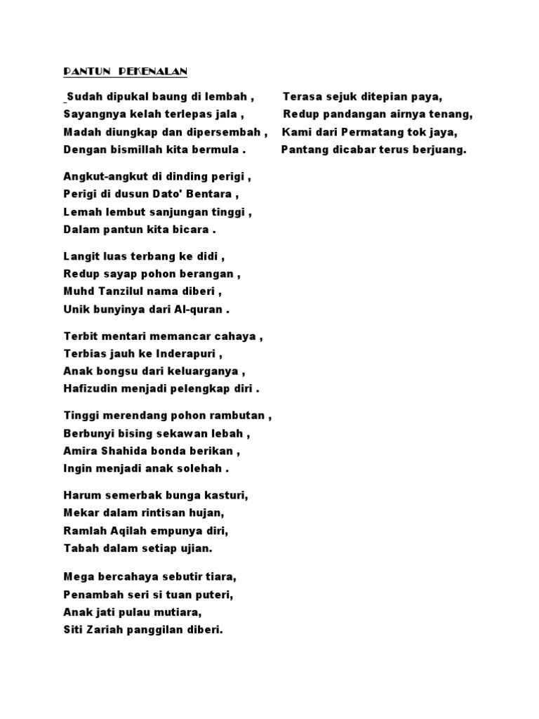 Pantun Perkenalan | PDF