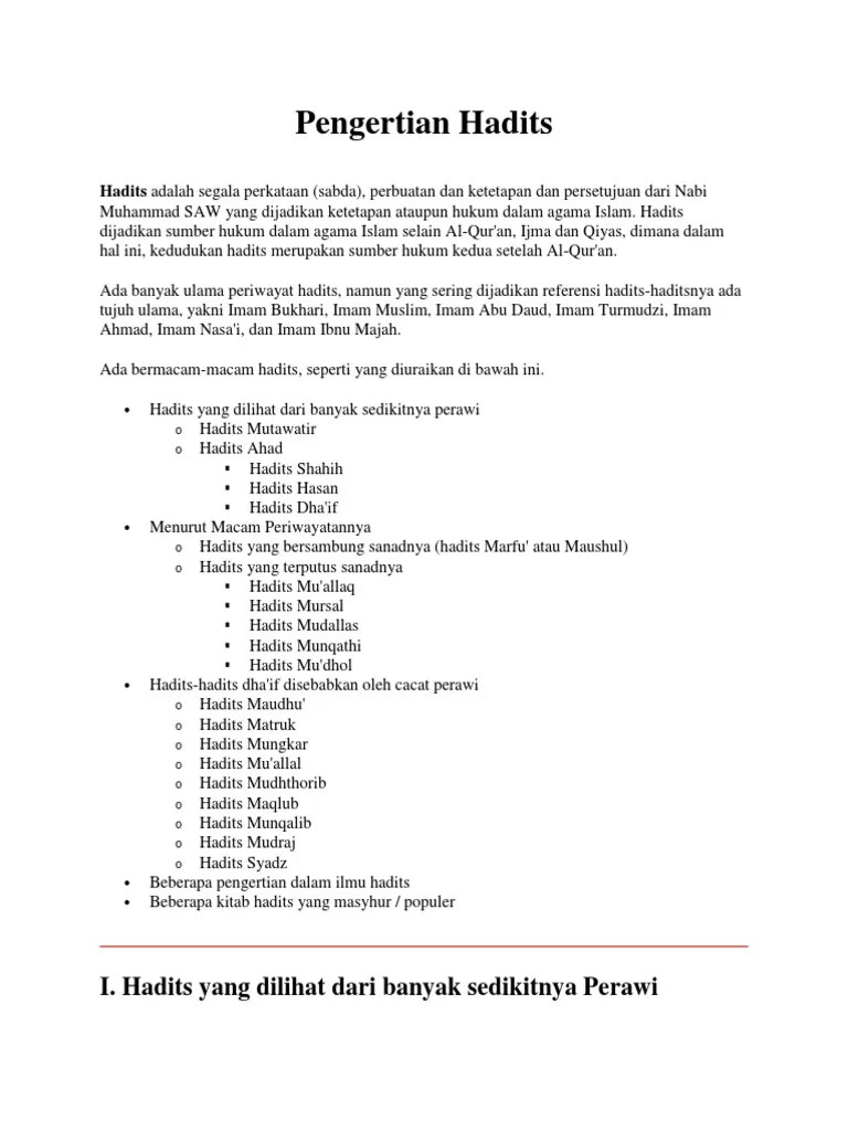 Pengertian Hadits | PDF