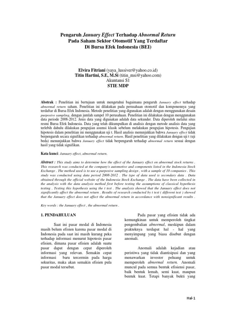 Januari Effect TDK Berpengaruh | PDF
