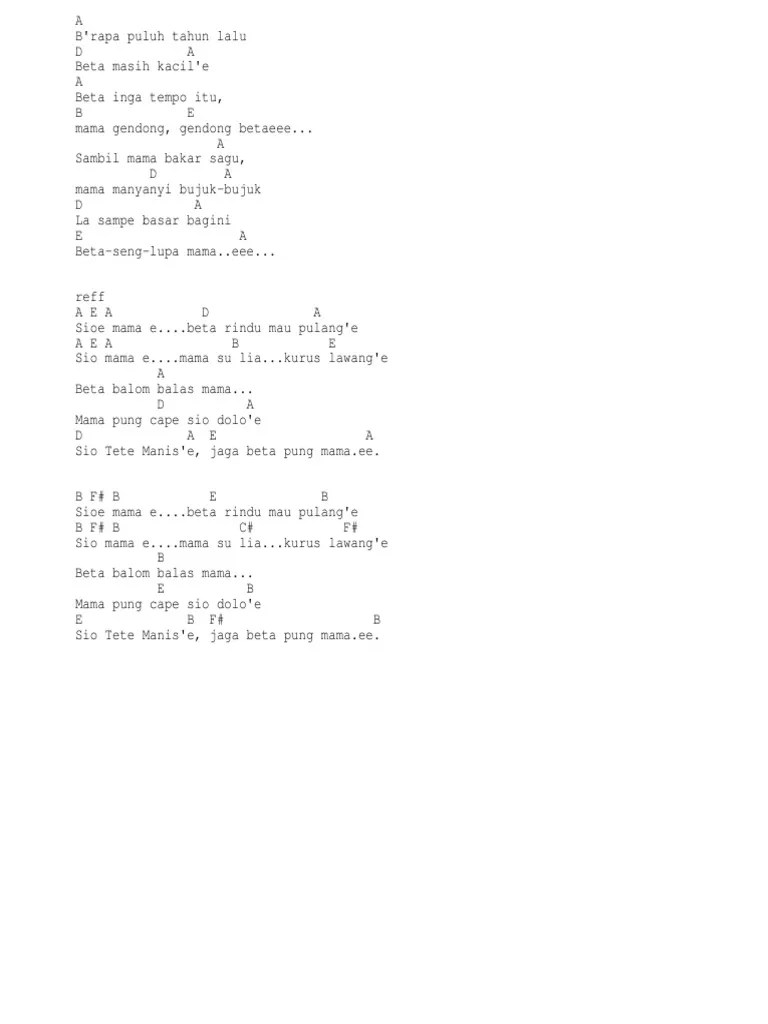 Chord Gitar Sio Mama