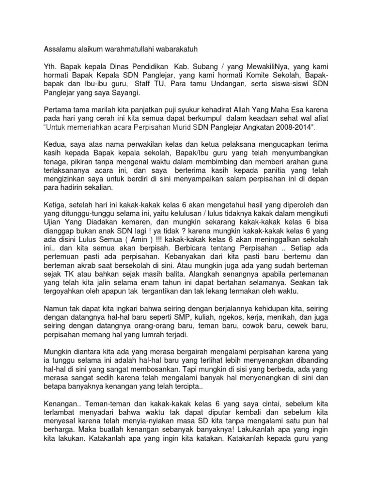 Contoh Pidato Perpisahan Sekolah