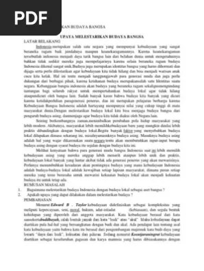 Upaya Melestarikan Budaya Bangsa | PDF