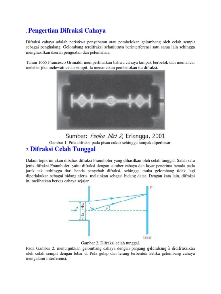 Pengertian Difraksi Cahaya | PDF