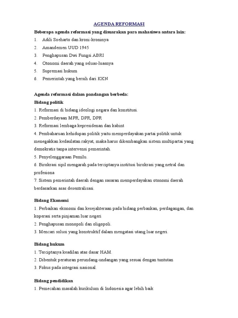 Agenda Reformasi | PDF