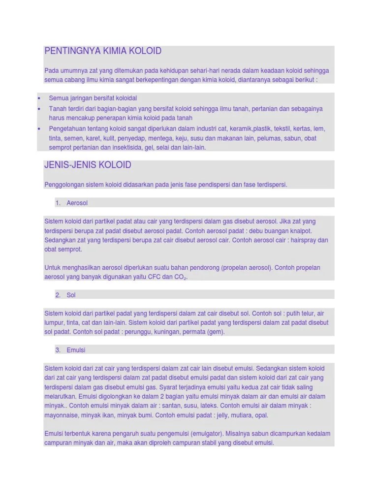 Pentingnya Kimia Koloid | PDF