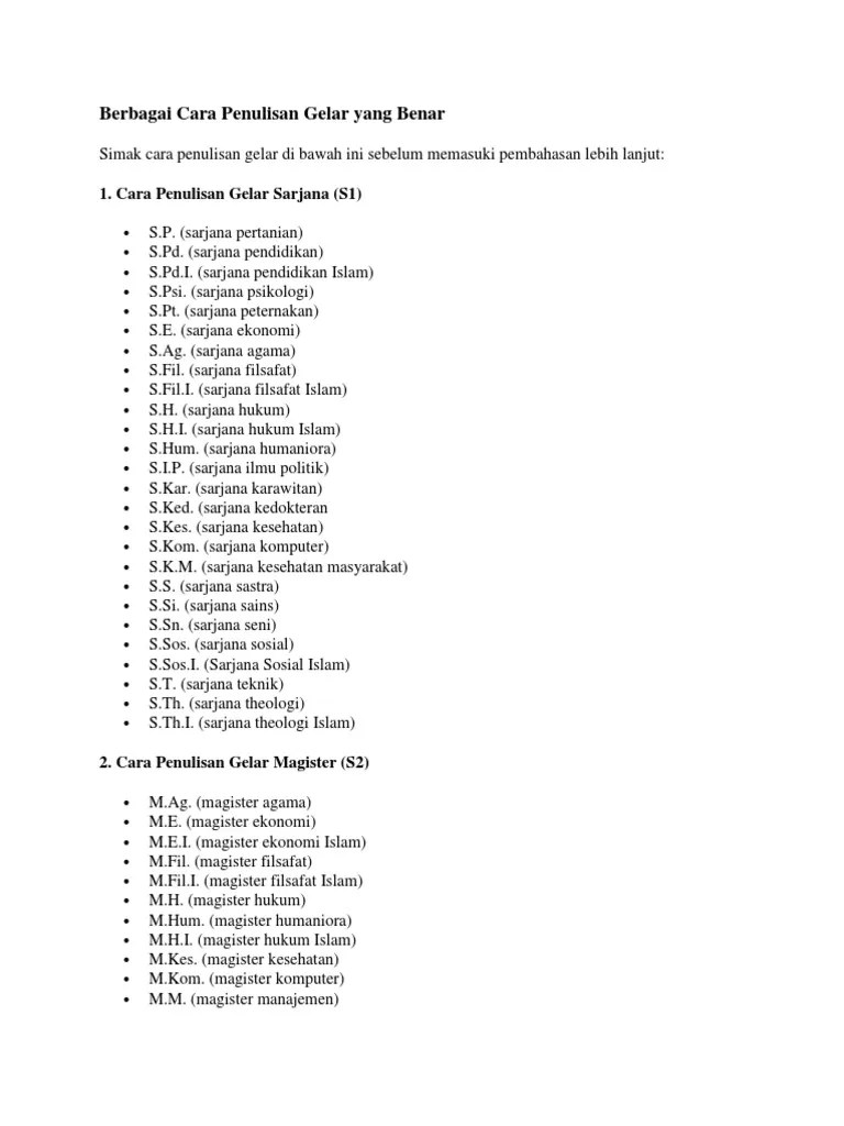 Cara Penulisan Gelar Master Sarjana Ekonomi