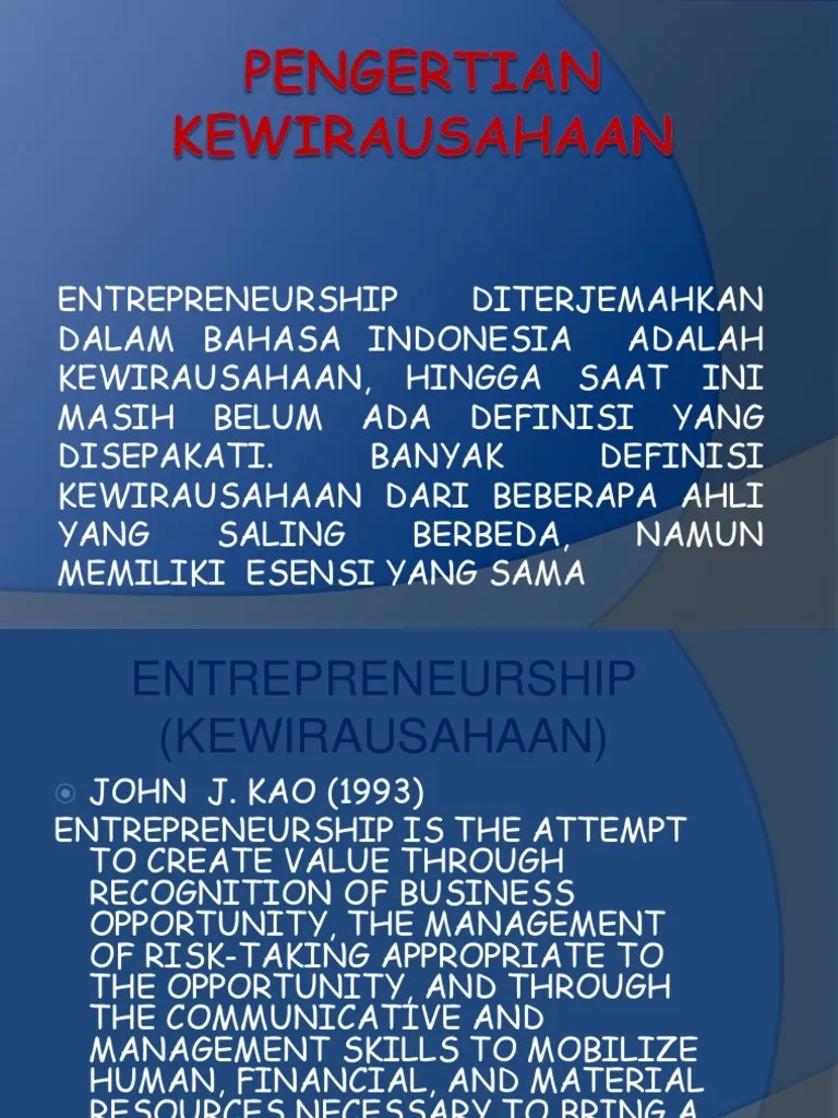 Pengertian Kewirausahaan 1 | PDF
