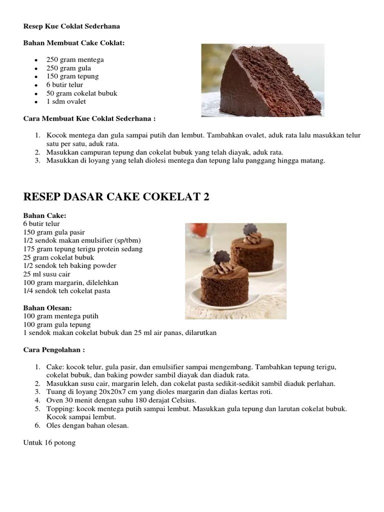 Resep Kue Coklat Sederhana | PDF