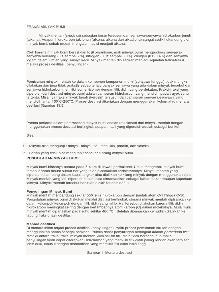 Fraksi Minyak Bumi | PDF