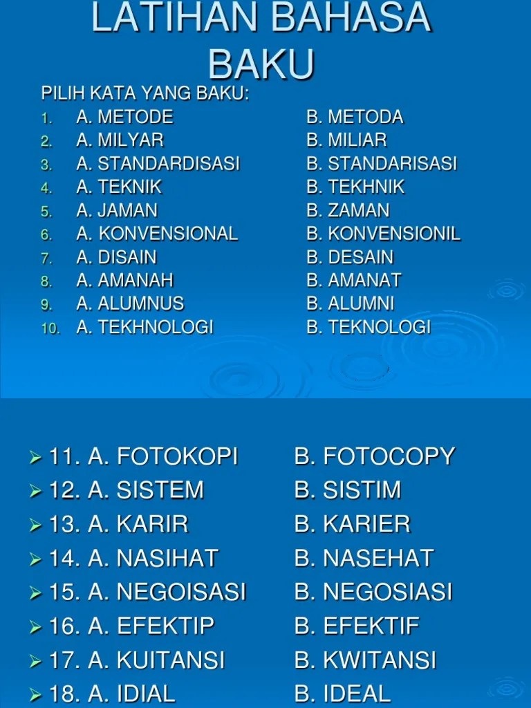 Latihan Bahasa Baku | PDF