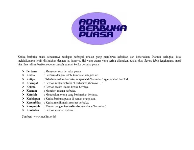 Adab Berbuka Puasa | PDF