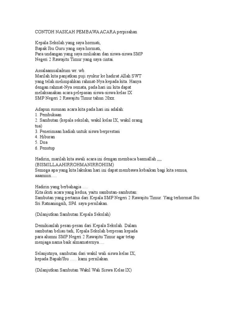 Kumpulan Contoh Mc Perpisahan - Kumpulan Contoh Teks MC