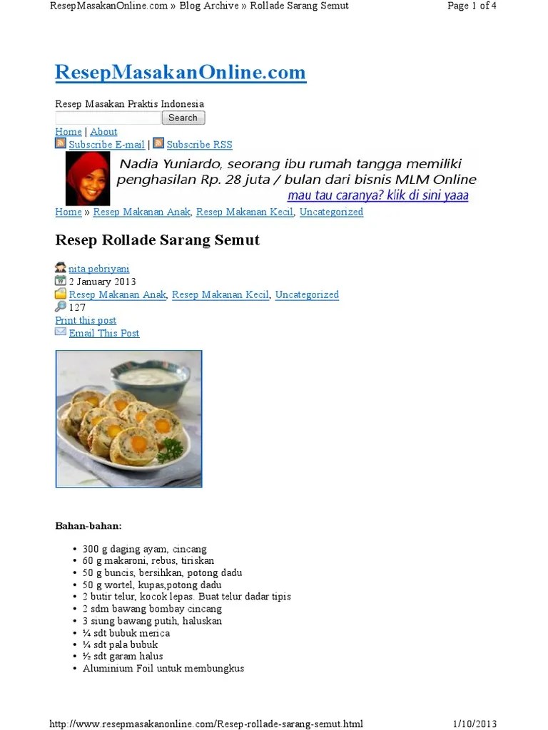 Resep Rollade Sarang Semut | PDF