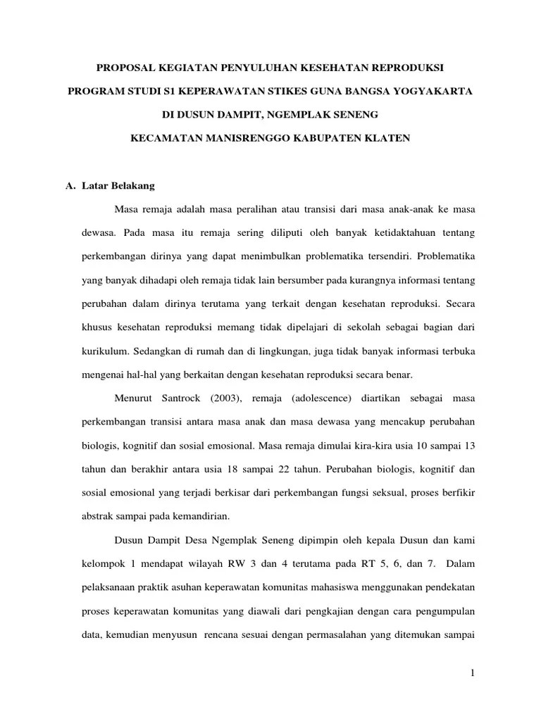 Proposal Kegiatan Penyuluhan Kesehatan Reproduksi Remaja | PDF