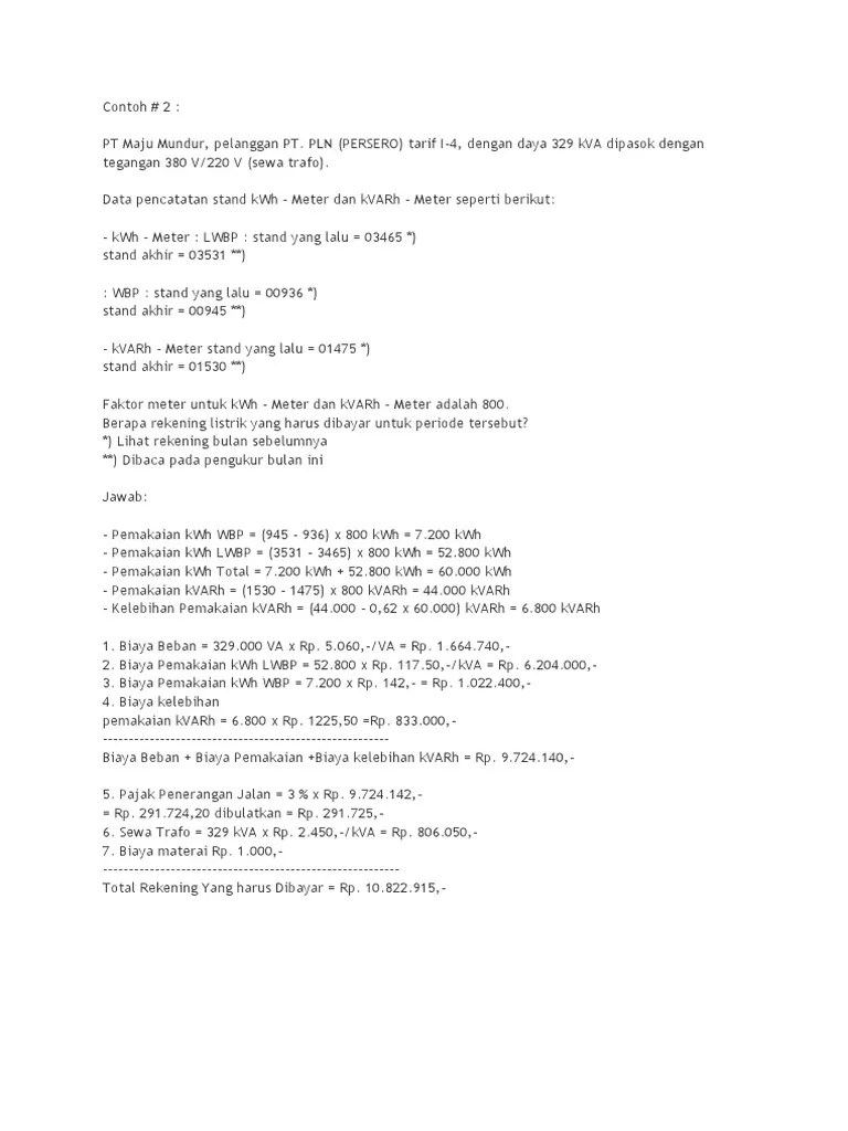 Contoh Kalkulasi Listrik | PDF