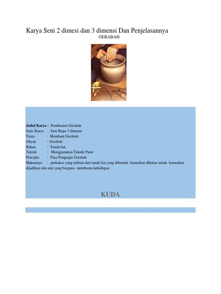 Karya Seni 2 Dimesi Dan 3 Dimensi Dan Penjelasannya | PDF
