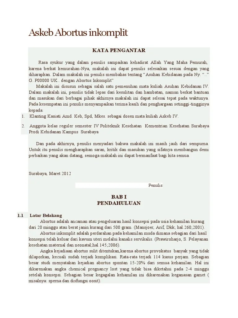 Askeb Abortus Inkomplit | PDF