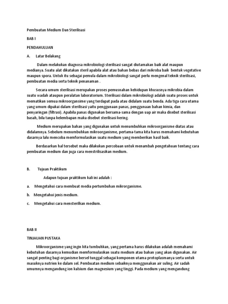 Pembuatan Medium Dan Sterilisasi | PDF