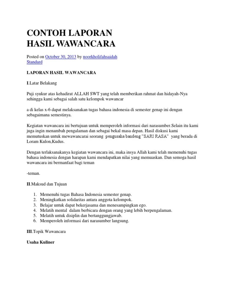 Contoh Laporan Hasil Diskusi Dalam Bahasa Inggris