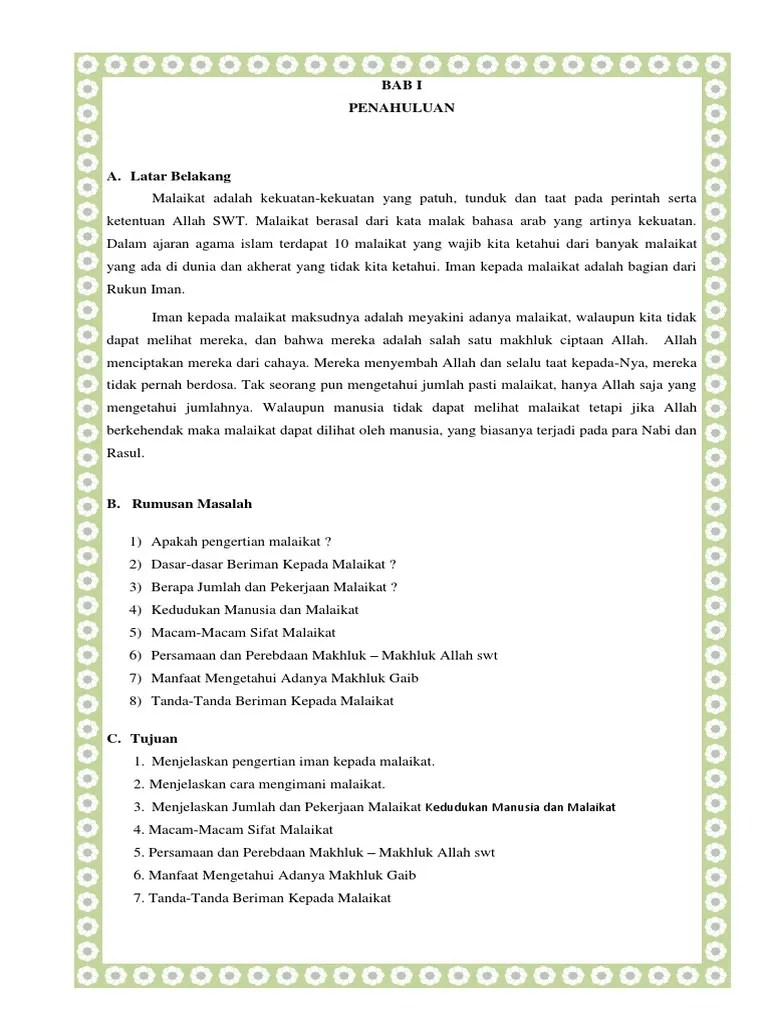 Makalah Iman Kepada Malaikajt Sma Negeri 2 | PDF