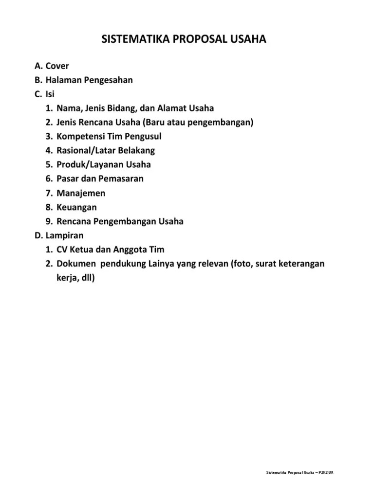 Sistematika Proposal Usaha | PDF