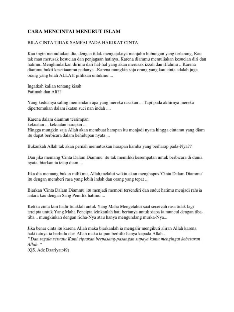 Cara Mencintai Menurut Islam