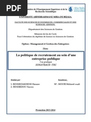 Memoire La Politique de Recrutement | PDF | Gestion des ressources humaines  | Recrutement