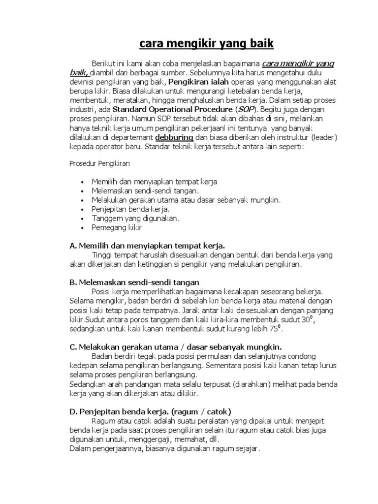 Cara Mengikir Yang Baik | PDF