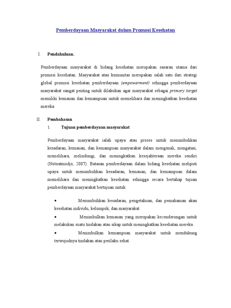 Pemberdayaan Masyarakat Dalam Promosi Kesehatan | PDF