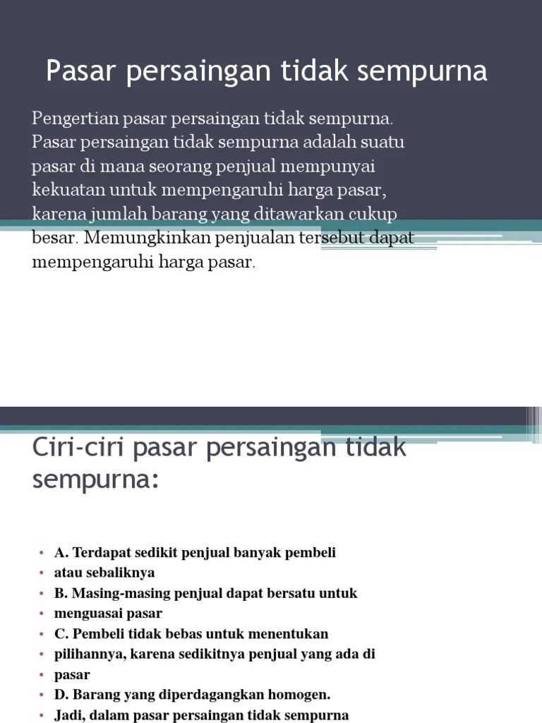 Pasar Persaingan Tidak Sempurnab | PDF