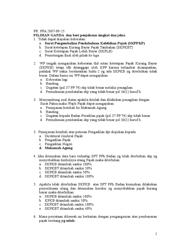 PR S - 1ak 2013 Pilihan Ganda. Keberatan &amp; Banding | PDF