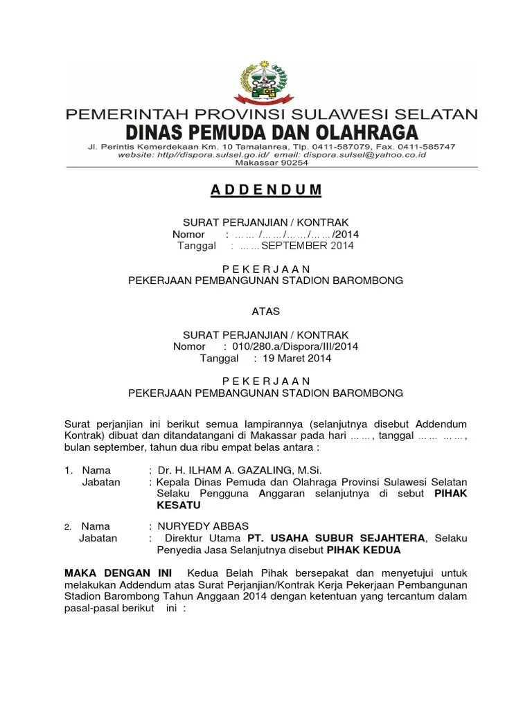 Contoh Adendum Surat Keputusan - Contoh Surat