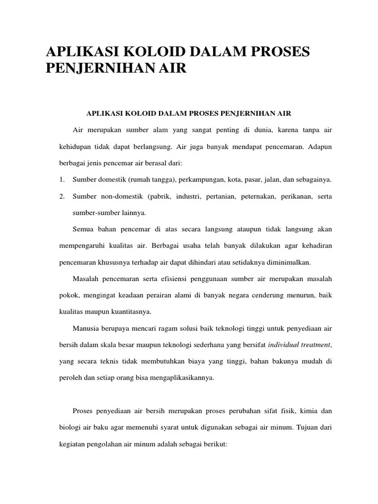 Aplikasi Koloid Dalam Proses Penjernihan | PDF