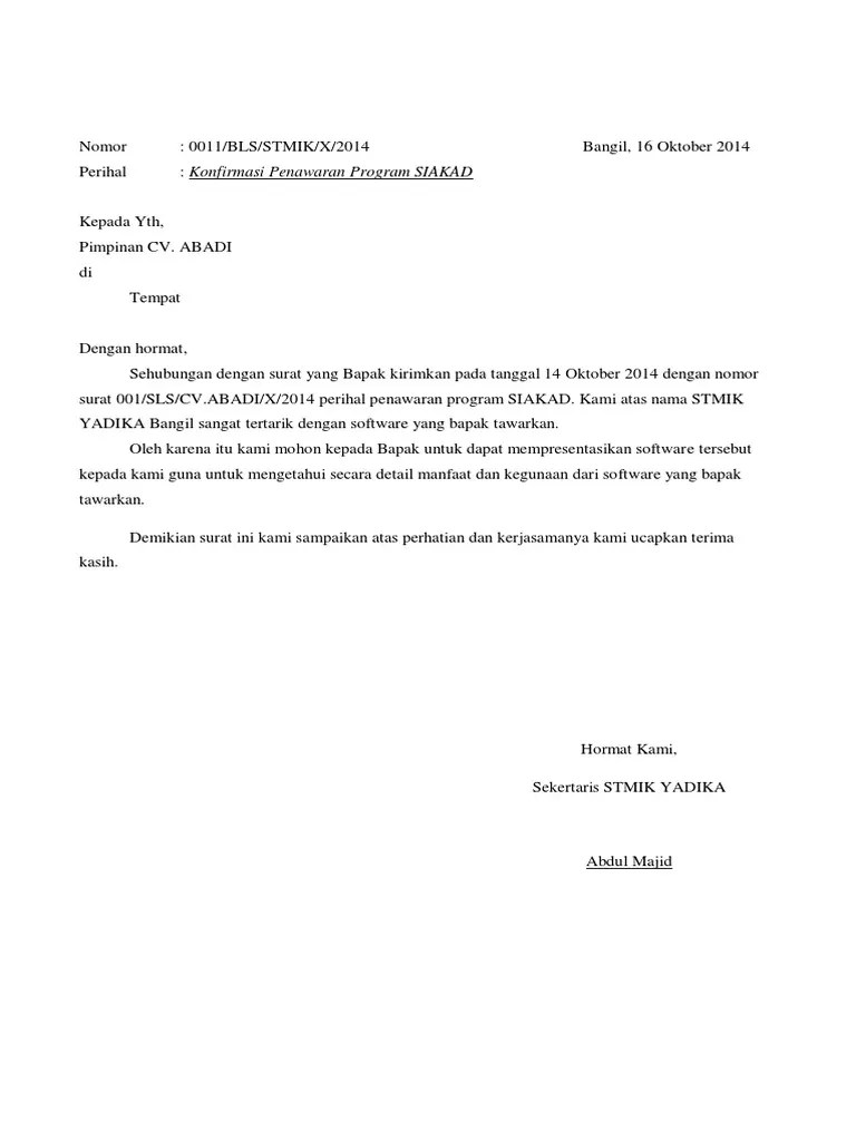 Contoh Surat Balasan Magang Dari Instansi - Nusagates