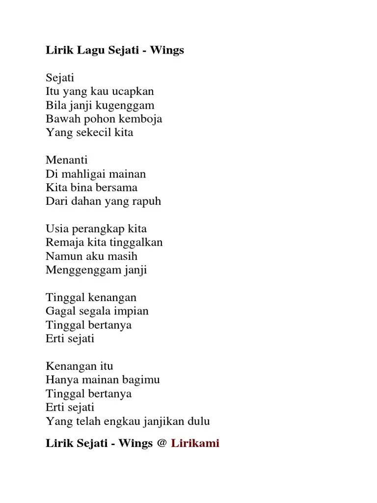Lirik Lagu Sejati | PDF